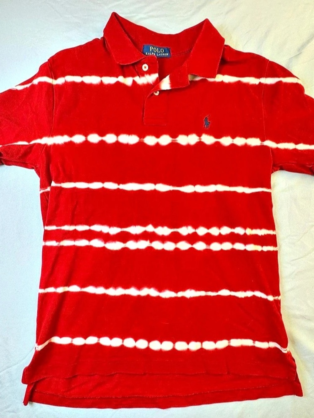 Polo Ralph Lauren Classic Fit Tie-Dye Mesh Polo Shirt Men's Red & White Polo